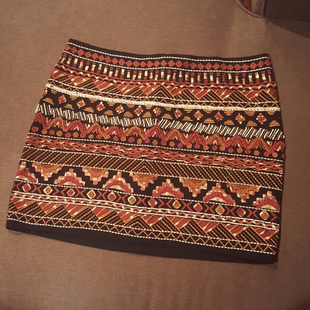 Front side on Beaded /stitched mini skirt